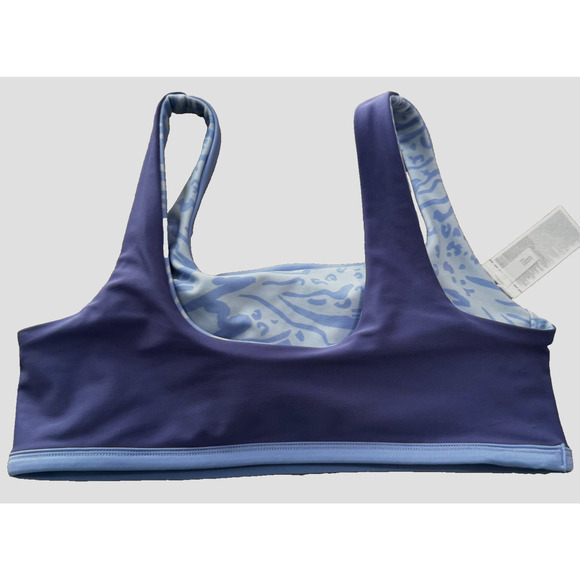 NWT Athleta Girl XL/14 Reversible Vitamin Sea Bikini Top Nina Animal Blue - Picture 4 of 7